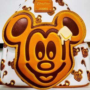 Disney Parks Loungefly Mickey Waffle with Melting Butter 3D Mini Backpack EUC